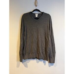 Gap 100% Merino Wool V-Neck Sweater Gray Size L Tall
